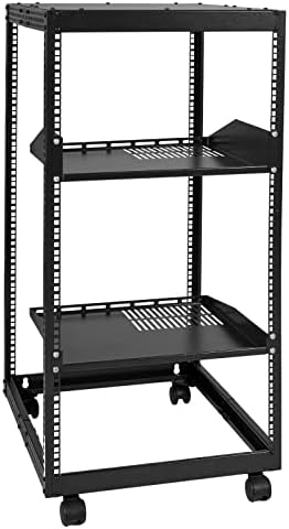 VEVOR 20U Open Frame Server Rack, 23''-40'' Adjustable Depth, Free Standing or Wall Mount Network Server Rack, 4 Post AV Rack with Casters, Holds All Your Networking IT Equipment AV Gear Router Modem by VEVOR