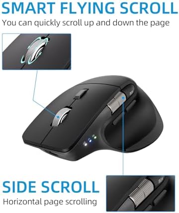 INFINMIND Ergonomic Wireless Bluetooth Mouse with 6 Programmable Buttons(Mac/Windows), Multi-Device, Flying Scroll & Side Wheel, 5 Level DPI, Rechargeable Silent Mice for Laptop, PC, Tablet, MacBook. - Image 3