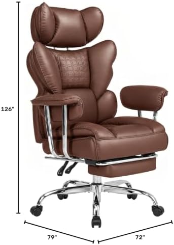 DUMOS Big and Tall Home Office Desk Chair, Executive Chair with Footrest - Image 3