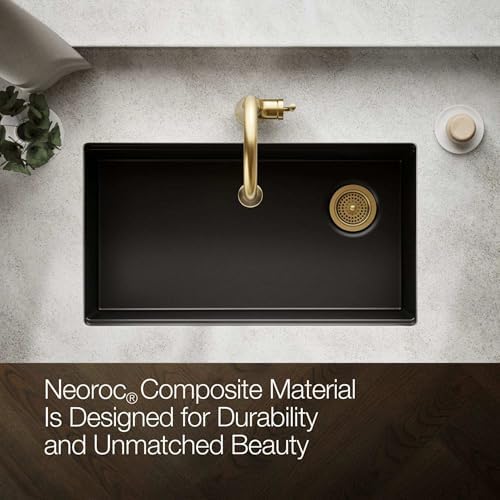 KOHLER Billings™ 32-1/2" Undermount Kitchen Sink, Single-Bowl Sink, Neoroc, K-33710-CM6, Matte White - Image 4