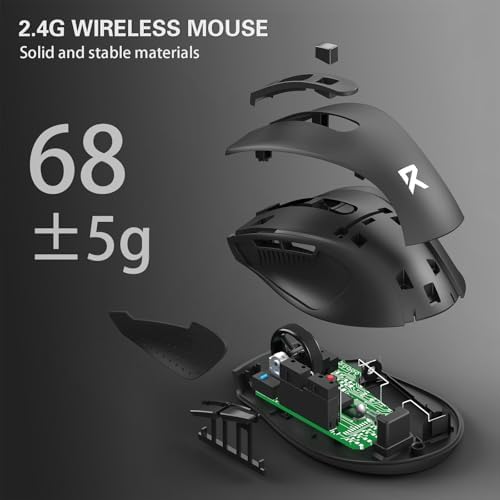 Redragon Wireless Mouse for Laptop, 2.4G Optical Computer Mouse 5-Level 4000DPI, Office Cordless USB Mice, 6 Buttons, 18 Months Battery, Portable for PC, Chromebook, Wins, Mac, Small to Medium Hand - Image 7