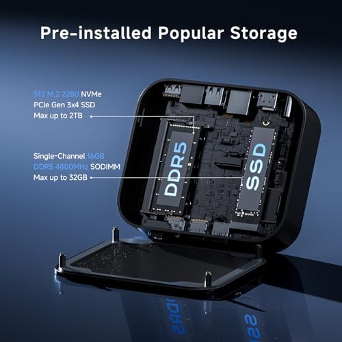 ASUS NUC 14 Essential Mini PC, Intel N150 Processor(4C/4T,Up to 3.6GHz)16GB DDR5 RAM & 512GB PCIe4 NVMe SSD Versatile Intel NUC Mini Computers, TypeC 3.2, 4K URD, BT5.3, WiFi6E, Win11 Pro preinstalled - Image 4