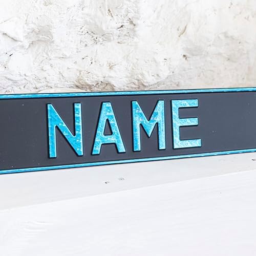 Custom Black on Black Nameplate Name Plate European License Home Decor Metal Art Personalized Front Delete Interior Funny Gift (Crystal blue) - Image 3