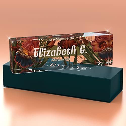 Desk Name Plate Personalized, Custom Name Plates, 2½/x8 Inches, Thick Crystal-Clear Acrylic, Gift Box, Office Desk Decor. USA Made by ACRYLUXE (Iris) - Image 6