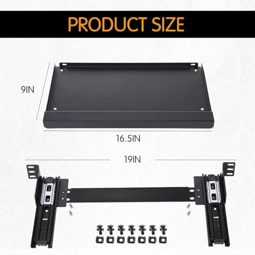 AceOrbit 1U Keyboard Tray 8" Deep, Universal 19" Rack Mount Sliding Shelf Tray 8" Deep for Network Equipment Server Rack or Cabinet - Image 2