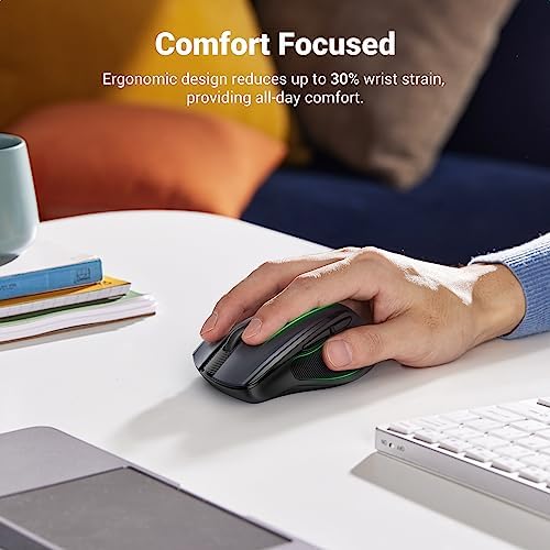 UGREEN Wireless Mouse 2.4G with USB Receiver, 5-Level 4000 DPI 6 Buttons,18 Months Battery Life Cordless Mouse, Ergonomic Computer Mice for Laptop, Computer, PC, MacBook, Chromebook Black - Image 2