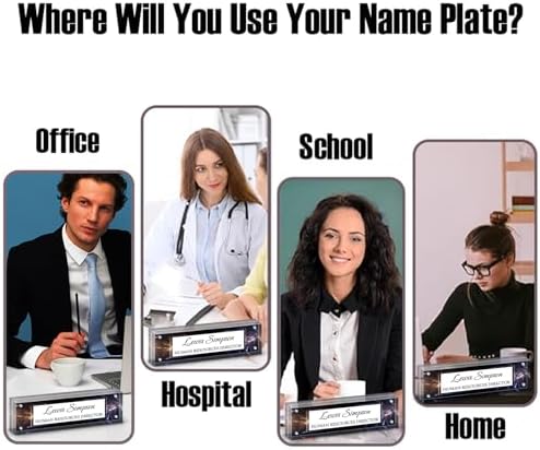 Desk Name Plate Personalized, Desk Double sided pattern Name Plate Personalized Office Desk Decor for Women and Men, Teacher Nurse Boss Employee Appreciation Gifts (black, fixed pattern) - Image 2