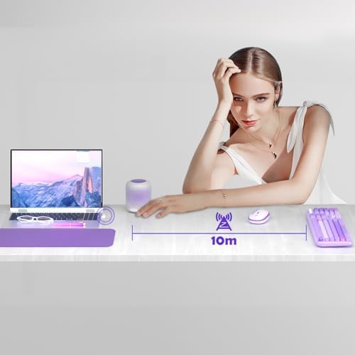 MOFII Keyboard and Mouse Wireless, 104 Keys Lovely Cute Colorful Typewriter - Image 6