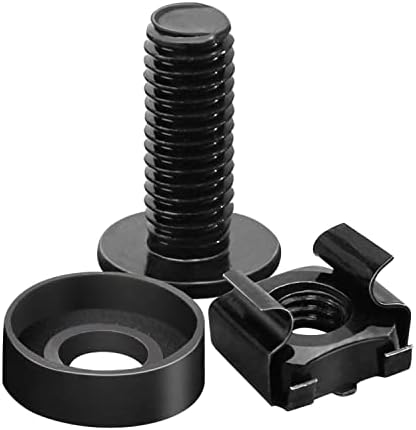 50-Pack M6 x 16mm Computer Rack Mount Cage Screws, Nuts & Washers for Server Cabinet - Black by Unknown
