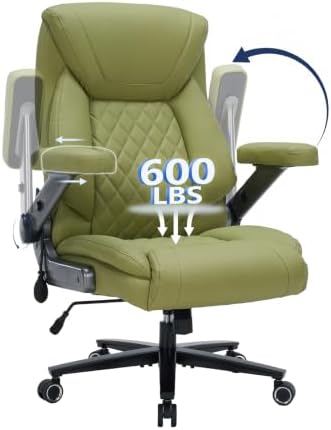 600lbs Big and Tall Office Chair with Lumbar Support 5 Way Adjustable Armrest Heavy Duty Ergonomic Office Chair Executive OfficeChair Extra Wide and Oversized (Avocado Green) by BUYNOW