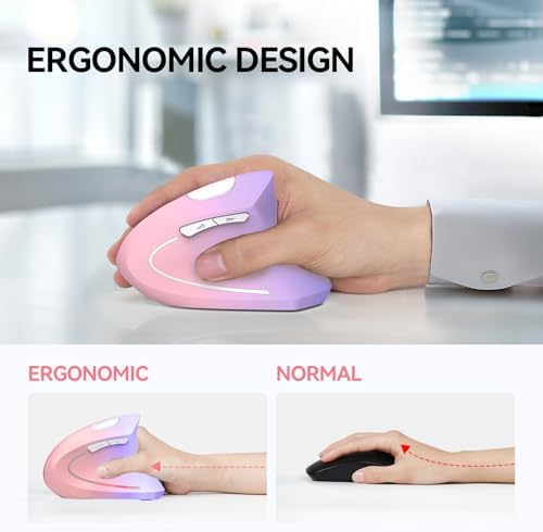 TECKNET Ergonomic Mouse, 4800 DPI Wireless Bluetooth Vertical, 3-Device - Image 5