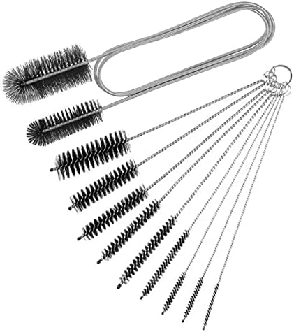 10PCS Flexible Drain Brush Straw Cleaner Brush Set,Pipe Cleaners Brush,61Inch Stainless Steel Double-Ended Hose Brush 8.2Inch Nylon Long CPAP Tube Cleaning Brush for Home Kitchen Sink Plumbing by Unknown