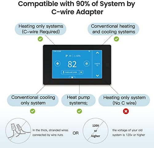 MoesGo Programmable WiFi Smart Thermostat for Home, No C-Wire Required by C-Wire Adapter, with Zone Remote Sensor, Remote Control Tuya/Smart Life, Compatible with Alexa and Google Assistant, 24VAC - Image 3