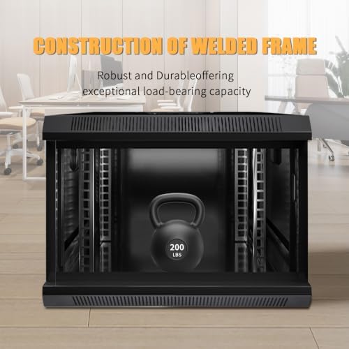 9U Wall Mount Server Cabinet IT Network Rack Enclosure Lockable Glass Door Black - Image 4