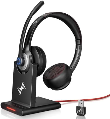 JIAMQISHI Bluetooth Wireless Headset with Mic for Work, Bluetooth 5.2, Advanced Noise Reduction Microphone, Clear Calls - Comfortable On-Ear Headphones, Applicable to PC, Laptop, Phone, Android, Zoom by JIAMQISHI