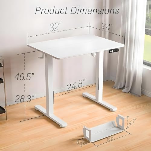 Kingant Standing Desk, 32x24 Inch Electric Height Adjustable Computer Desk - Image 2