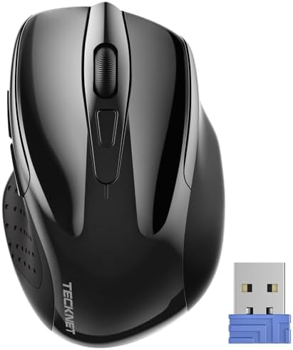 TECKNET Wireless Mouse, 2.4G Ergonomic Computer Mouse, 2600 DPI, Black by Tecknet