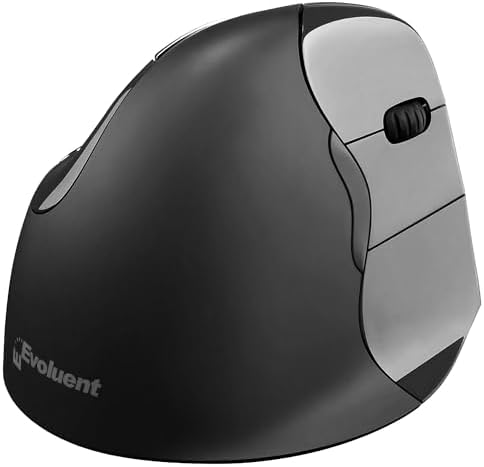 Evoluent – The World's Original Vertical Mouse – VMC Classic Wireless USB/Bluetooth Ergonomic Mouse Right Hand M-L, Sculpted Comfort, 4 Speeds, Non-Programmable Copy & Paste Buttons by Evoluent