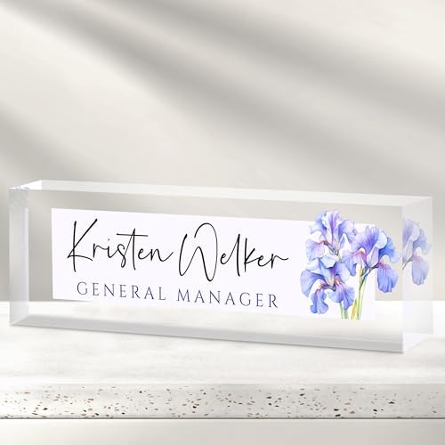 Custom Office Name Plate for Desk - Desk Name Plate Personalized Gifts for Coworkers, Boss, Employees, Teacher, Nurse - Office Desk Decor for Women Men - Employee Appreciation Gifts (Narcissus) by Cryphart-CustomGiftExpert