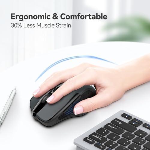 TECKNET Wireless Mouse, 2.4G Ergonomic Computer Mouse, 2600 DPI, Grey - Image 4