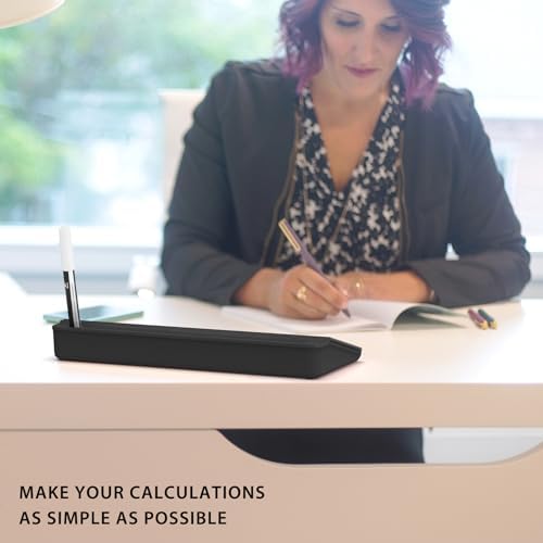 TOWON Glass Desk Whiteboard with Calculator 17x6 in, Desk Organizer, Black - Image 3