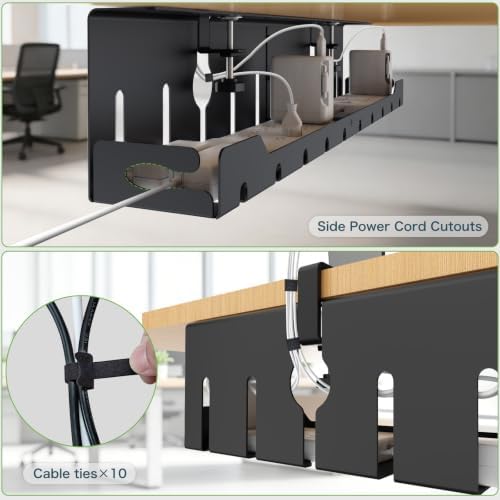 KEEGH Under Desk Cable Management Tray 32 in, Metal Cable Holder, Black - Image 6