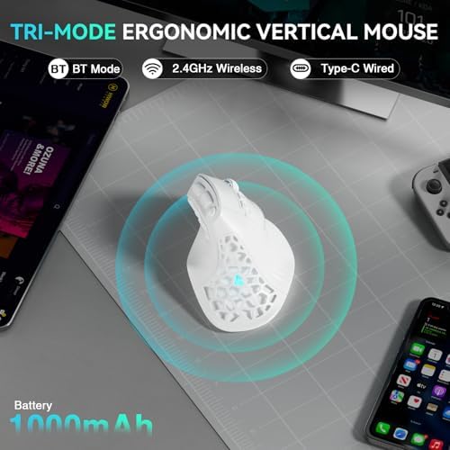 SOLAKAKA E9 Vertical MMO Gaming Mouse 10 Side Buttons,White - Image 5