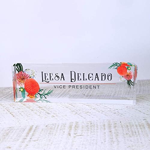 ARTBLOX Personalized Acrylic Desk Name Plate, Autumn Flowers Design - Image 2