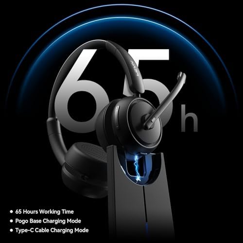 Wireless Headset with Mic for Work, Bluetooth Headset with Microphone AI Noise Cancelling & Mute Button, Wireless Headphones with Mic for Work/Home/Office/Call Center/PC/Laptop/Computer/Teams/Zoom - Image 3