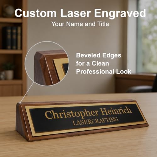 Lasercrafting Executive Walnut Desk Name Plate, Custom Engraved, 2x8, 2x10 - Image 3