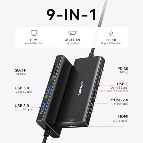 USB C Hub Multiport Adapter for MacBook, 9 in 1 Accessorie Mac USB C Dongle - Image 2