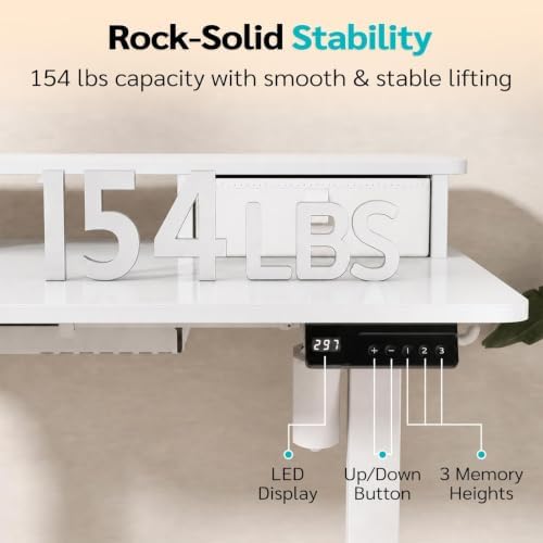 40" x 24" Electric Standing Desk with Dual Drawers, White - Image 7