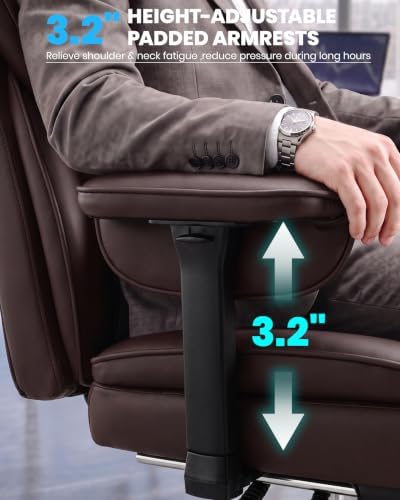 Office Chair, Big and Tall Executive Chair with Adjustable Lumbar Support - Image 6