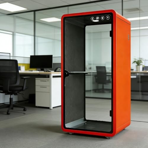X-Comfort Office Pod Booth with Audio Privacy - Portable Soundproof Booth with 35dB Noise Reduction, Built-in LED Light, Fans, Socket for Office, Study, Working–Chair Not Included(Orange) by X-Comfot