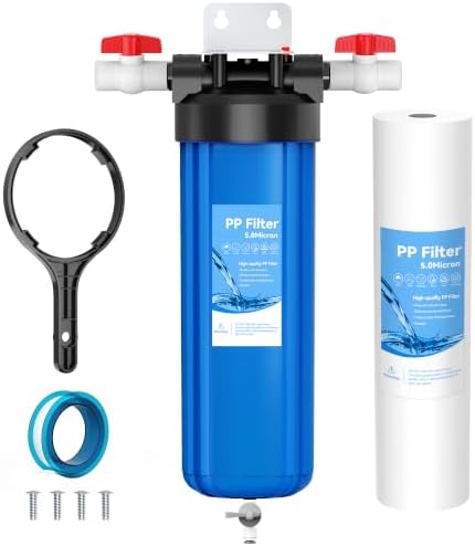 Whole House 20"x4.5" Blue PP Sediment Pre-Filter Housing with Drain Valve by Ovvyayl