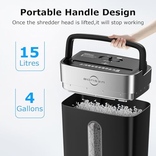 Bonsen 10-Sheet Cross Cut Paper Shredder for Home Office Heavy Duty - Image 4