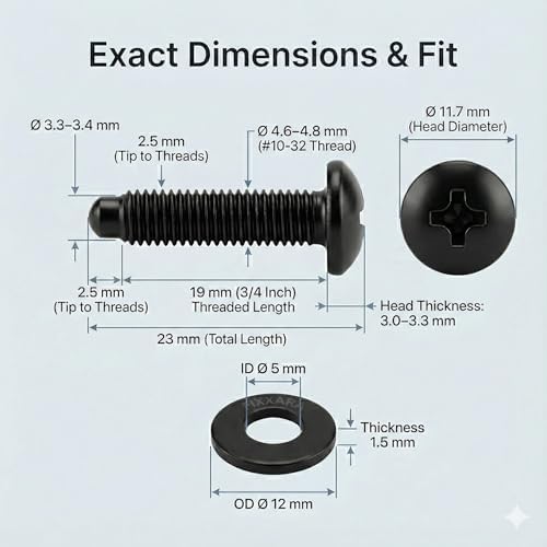 10-32 Rack Screws & Nylon Washers, Carbon Steel, 50-Set Truss Head - Image 4