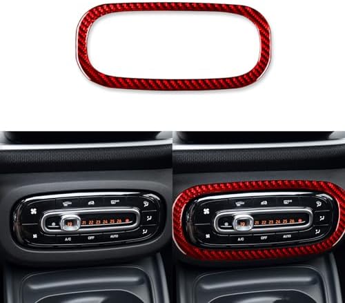 Real Soft Red Carbon Fiber Car Central Console Air Conditioning Climate Control Panel Sticker Auto Interior Decoration Accessories Compatible with Benz Smart 2016 2017 2018 2019 2020 2021 by PJFUS