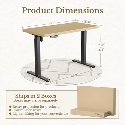 ErGear 48 X 24 Inch Height Adjustable Electric Standing Desk, Light Walnut - Image 2