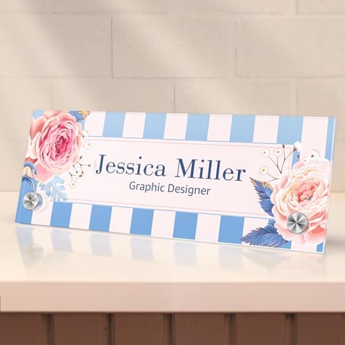Personalized Acrylic Office Desk Name Plate with Standoff Barrels by nyareka