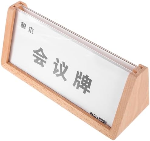 Milisten Name Plate Holder Table Sign Display V-shaped with Wood Base Acrylic Elegant Versatile and Stylish Desk Nameplate for Desk and Office Use for Meeting Room and Reception Areas by Milisten