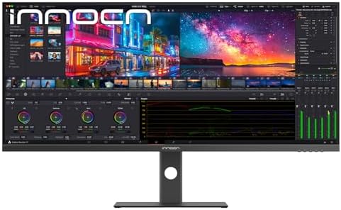 INNOCN 40 Inch 5K 5120 x 2160p Ultrawide Monitor for Laptop, 21:9, 100Hz, IPS, HDMI, DP, FreeSync, HDR400, USB-C, DeltaE＜2, Built-in Speakers, Height Adjustable, Black - 40C1U by INNOCN