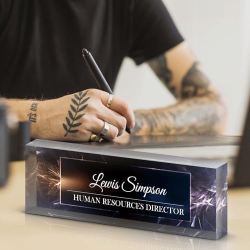 Desk Name Plate Personalized, Desk Double sided pattern Name Plate Personalized Office Desk Decor for Women and Men, Teacher Nurse Boss Employee Appreciation Gifts (black, Customized) - Image 2