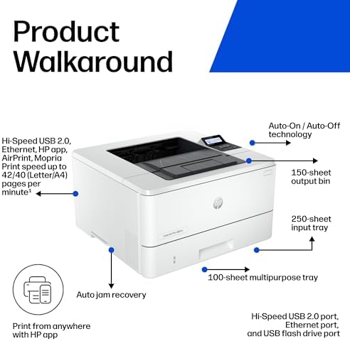 HP LaserJet Pro 4001n Black & White Printer, Print, Fast speeds, Easy Setup, Mobile Printing, Advanced Security, USB, Ethernet Connection, Best-for-Office - Image 5