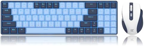 Redragon BS8773 Wireless Keyboard and Mouse Combo, 78 Keys 2.4Ghz Wireless Low-Profile Mechanical Red Switch Keyboard w/Slim Compact Design & Single Blue Backlit, Comfort Grip 2400 DPI Max Mouse by REDRAGON
