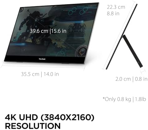 ViewSonic VX1655-4K 16 Inch 4K UHD Portable Monitor, IPS Second Screen - Image 4