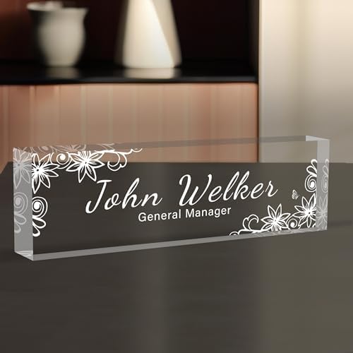 Custom Engraved Acrylic Name Plates for Desks, Desk Name Plate Personalized, Customize Office Name Plates for desks, Personalized Desk Decor for Office Gift by Ueedklaayy