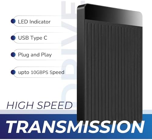 1TB External Hard Drive, USB 3.1 Type-C Portable HDD, Black - Image 2