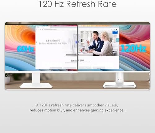 msi PRO MP251W E2 24.5-inch IPS 1920 x 1080 (FHD) Gaming Office Monitor, 120Hz, Adaptive-Synch, HDR Ready, HDMI, VGA Port, Display Port,VESA Mountable, Tilt, Speaker, 4-Side Slim Bezel,1ms, White - Image 6
