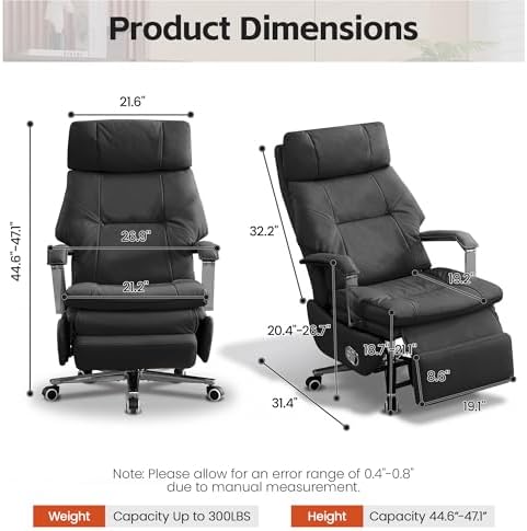 HUBSON 360° Swivel Big and Tall Executive Office Chairs, Faux Leather Black - Image 2